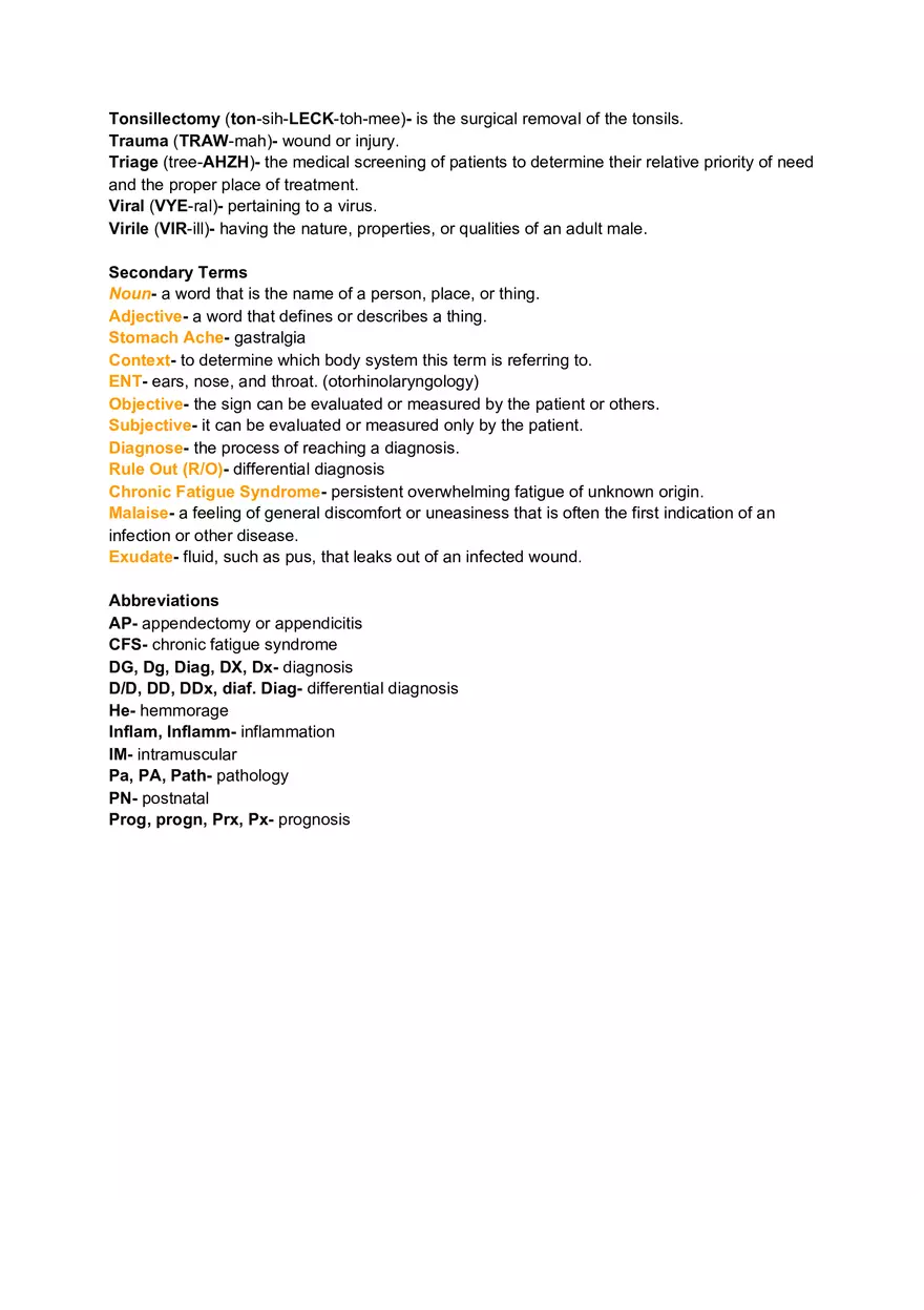 Chapter 1 Primary Medical Terms - Page 6