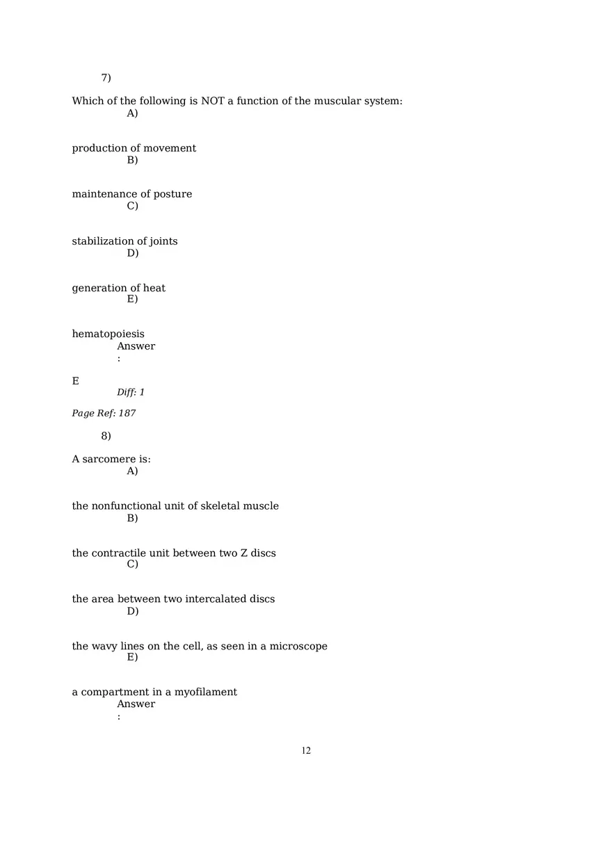 The Muscular System Questions and Answers (7-21) - Page 1