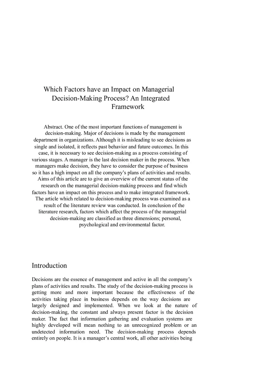 Factors That Affect the Decision Making - Page 1