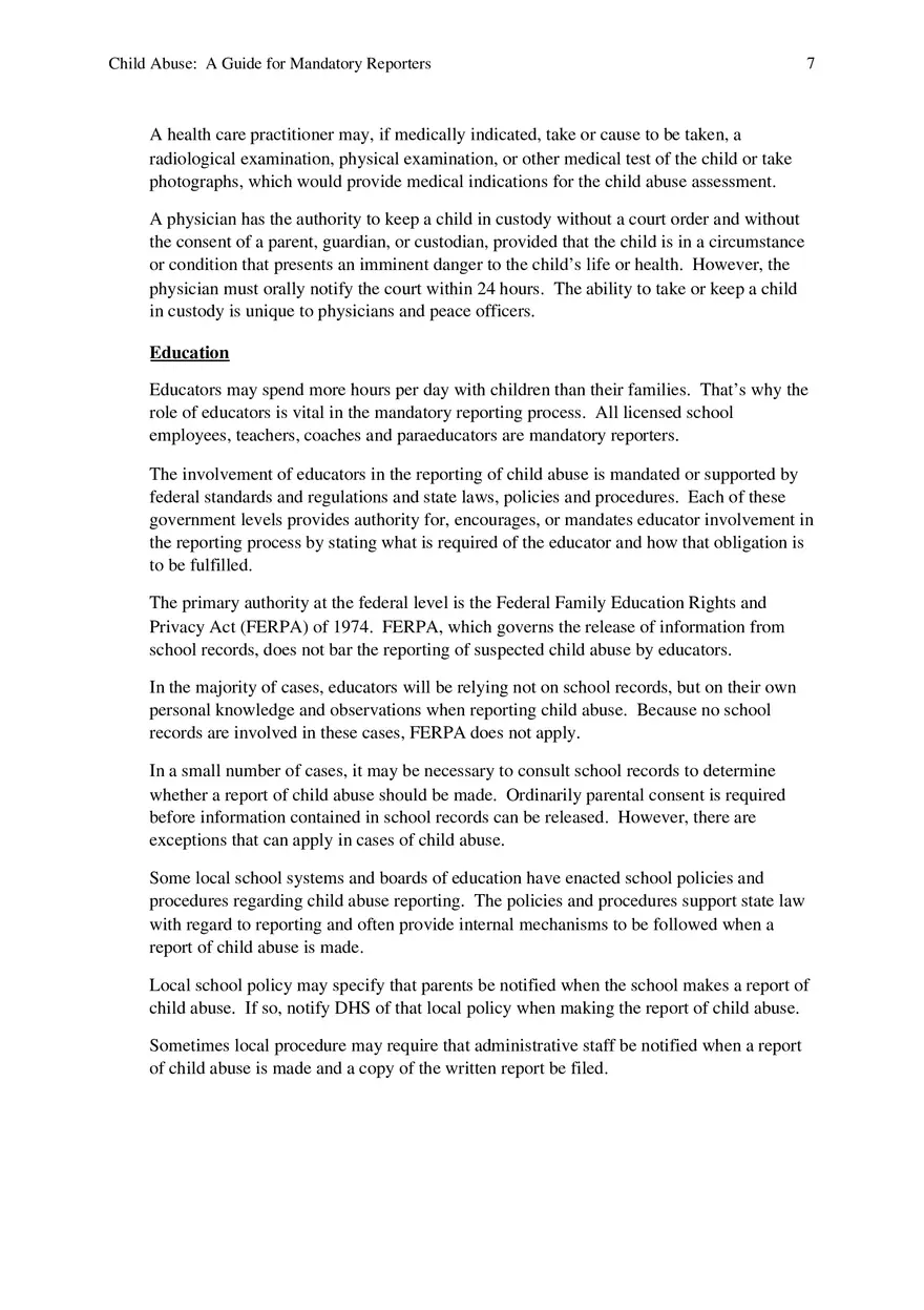 Child Abuse - A Guide for Mandatory Reporters Part 1 - Page 7