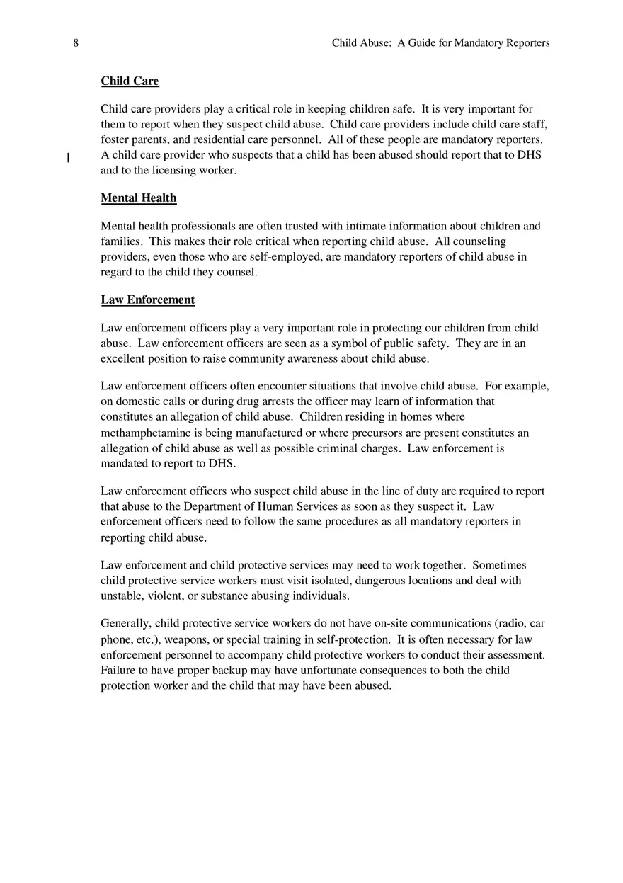 Child Abuse - A Guide for Mandatory Reporters Part 1 - Page 8