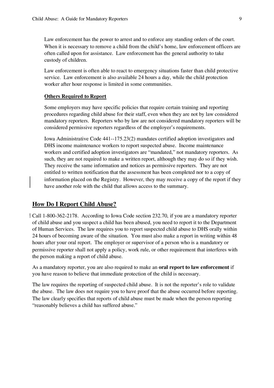 Child Abuse - A Guide for Mandatory Reporters Part 1 - Page 9