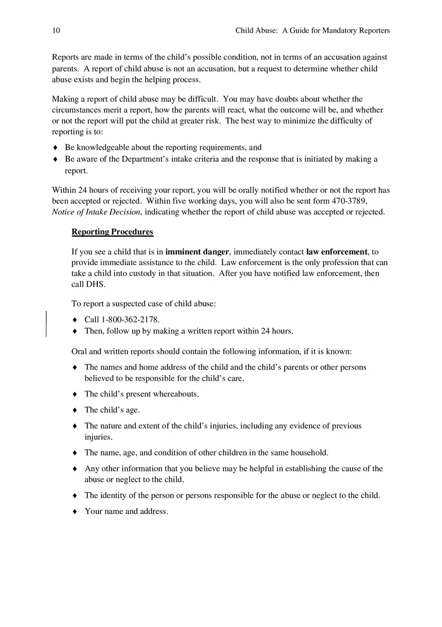Child Abuse - A Guide for Mandatory Reporters Part 1 - Page 10