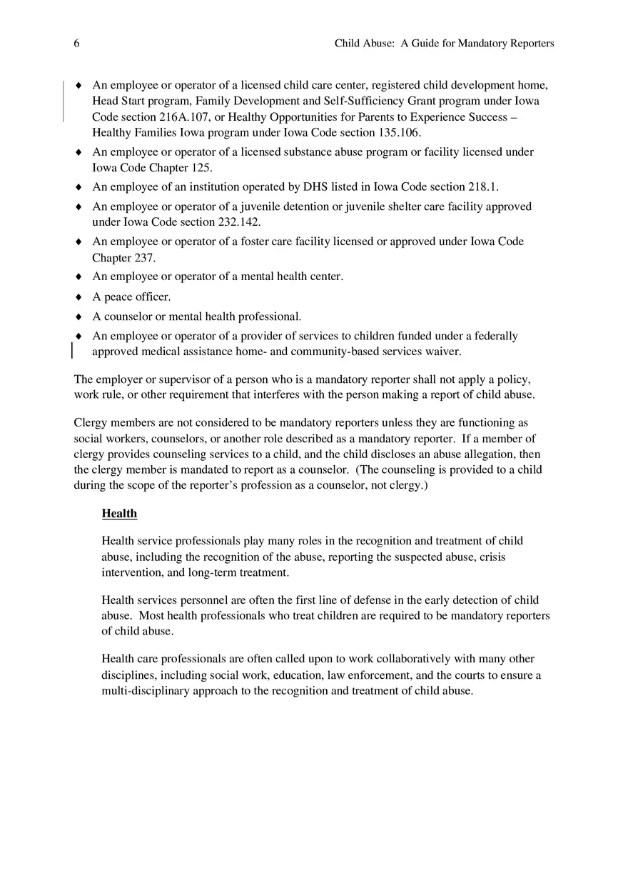 Child Abuse - A Guide for Mandatory Reporters Part 1 - Page 6