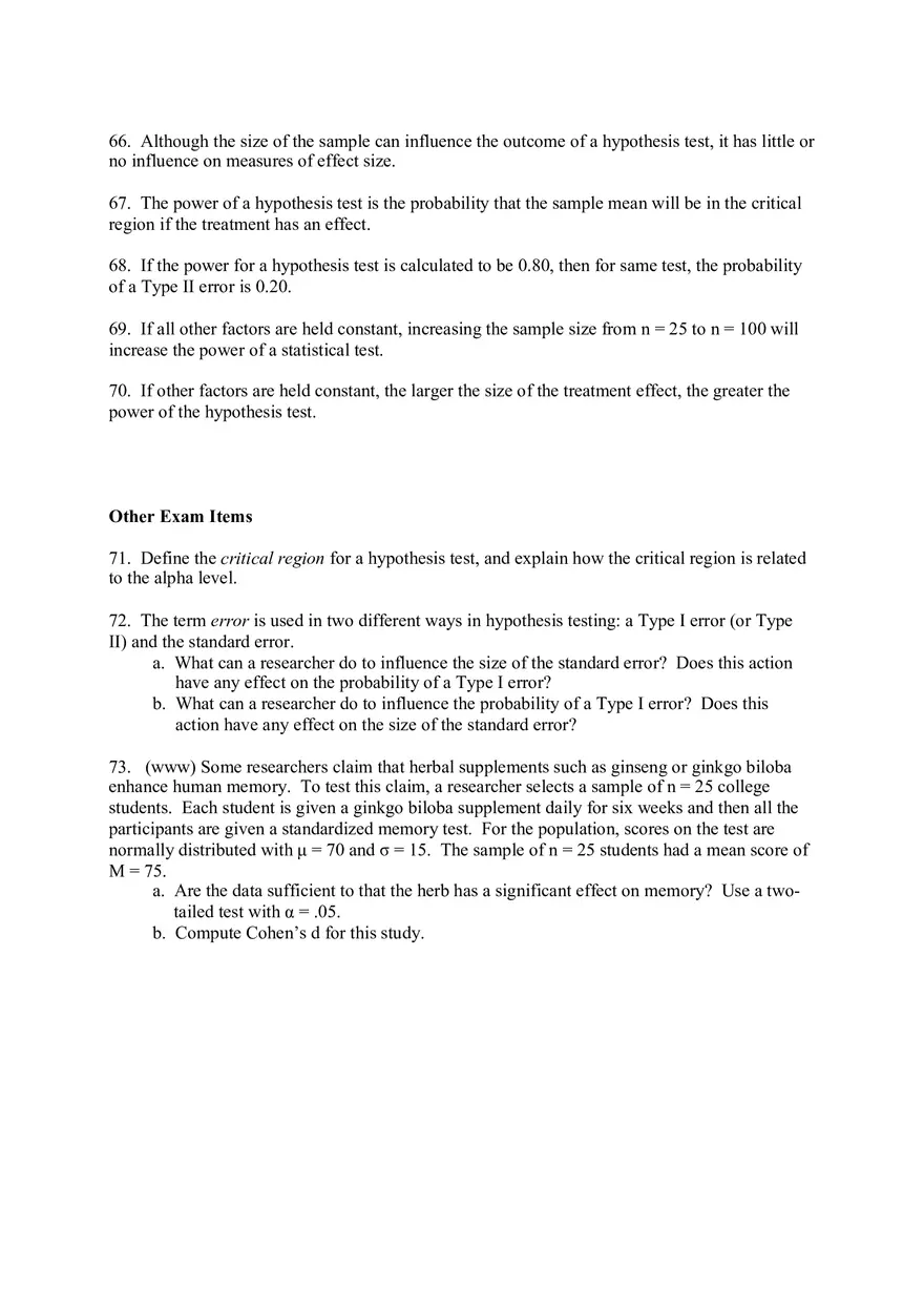 Introduction to Hypothesis Testing Answer Key - Page 7