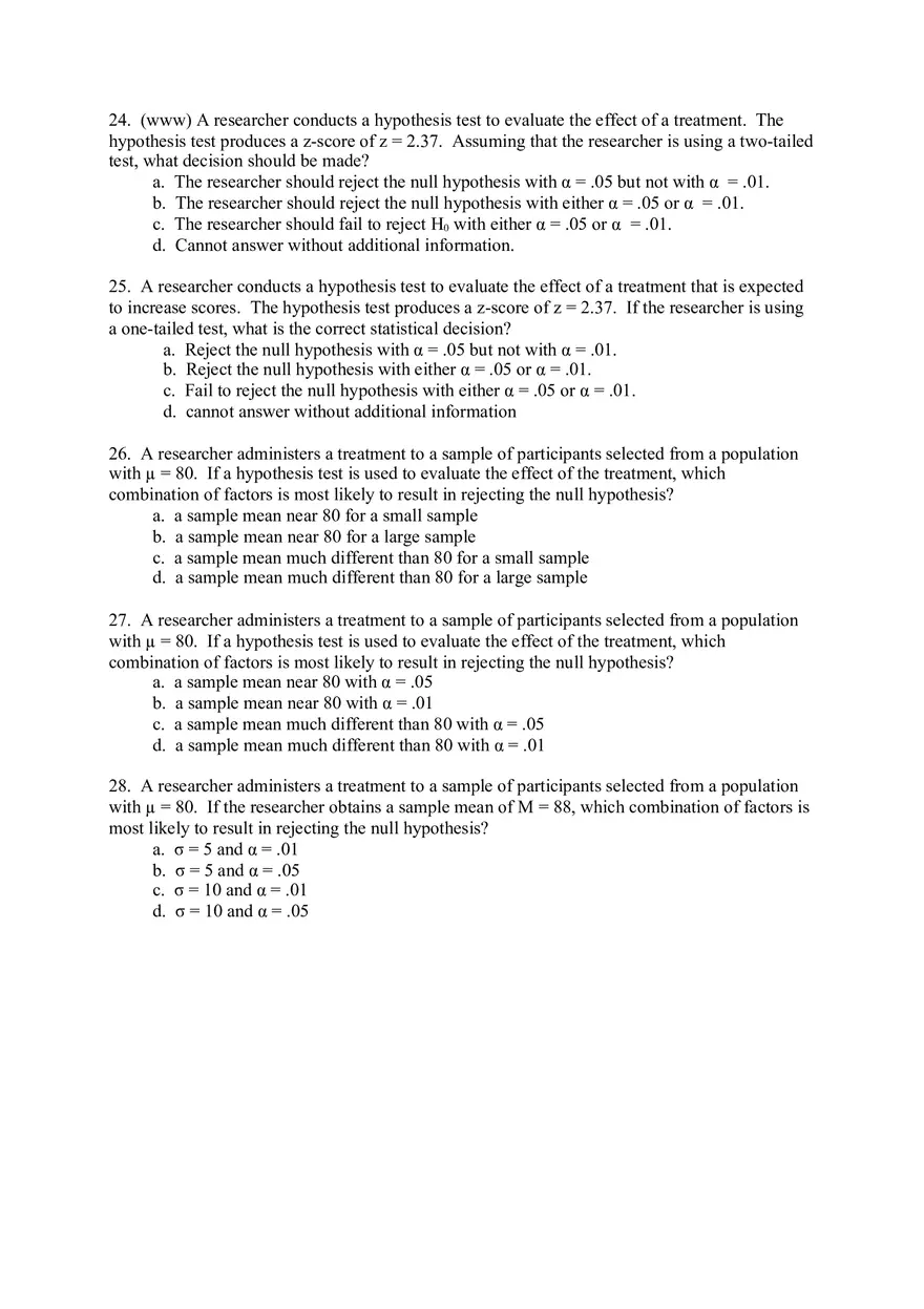 Introduction to Hypothesis Testing Answer Key - Page 16
