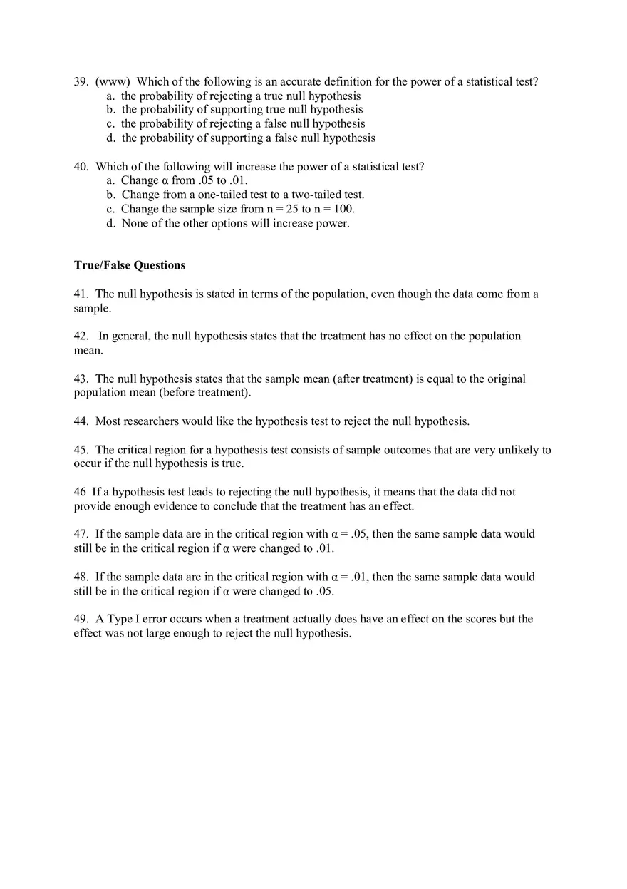 Introduction to Hypothesis Testing Answer Key - Page 5