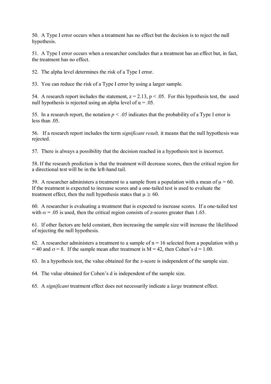 Introduction to Hypothesis Testing Answer Key - Page 6