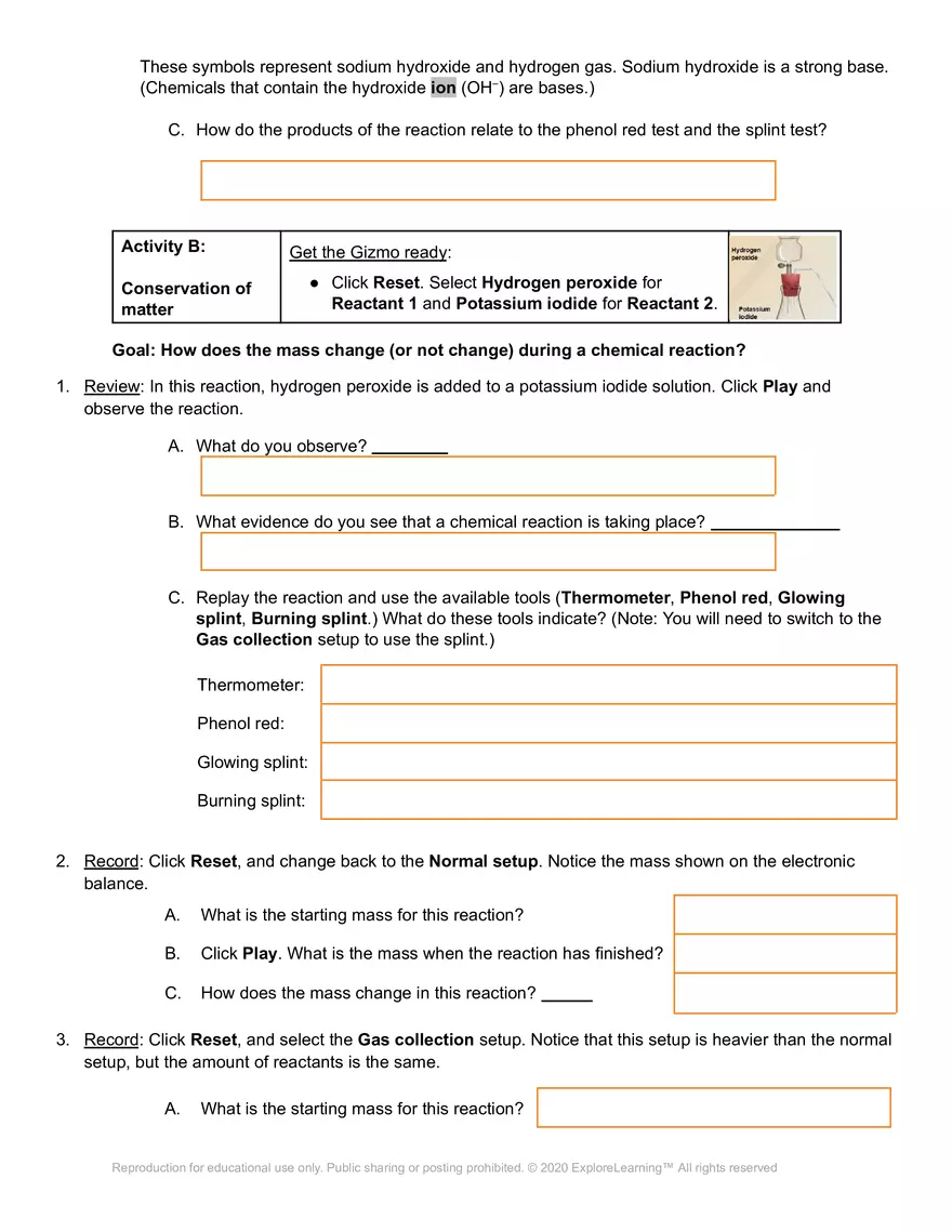 Chemical Changes Virtual Lab - Page 4