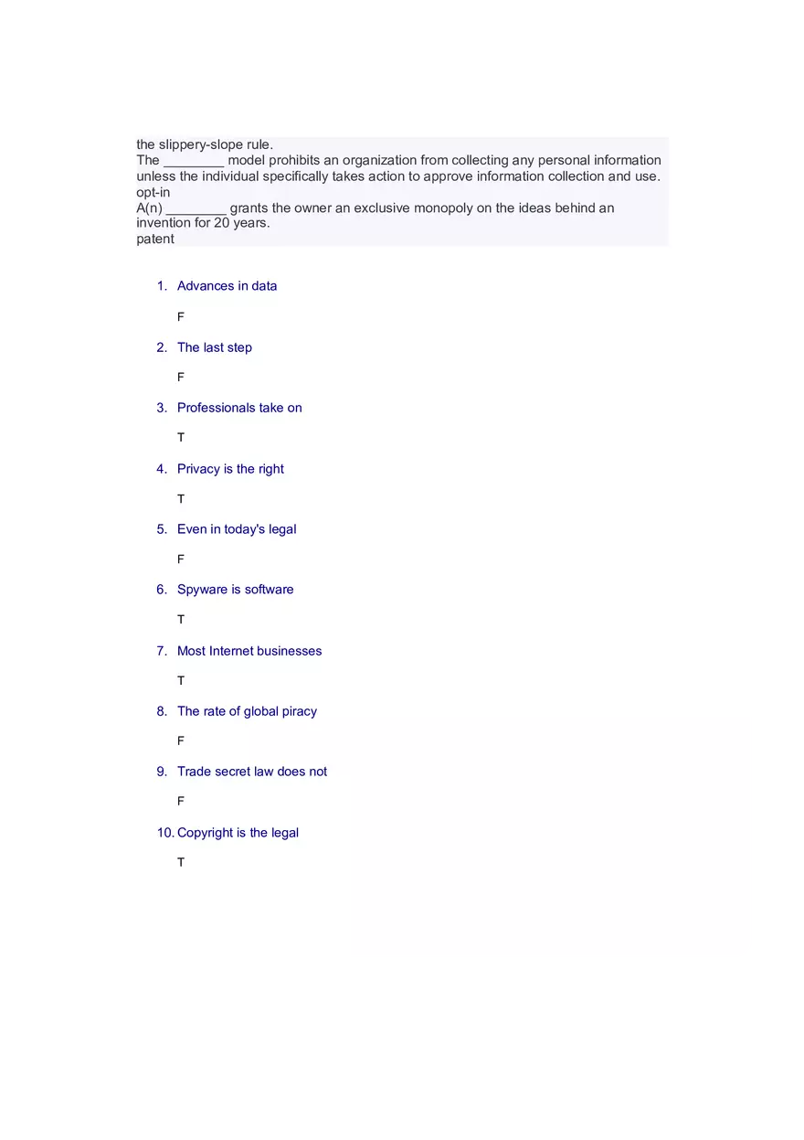 Introduction to Information Systems and Data Analytics Answers Part 1 - Page 7