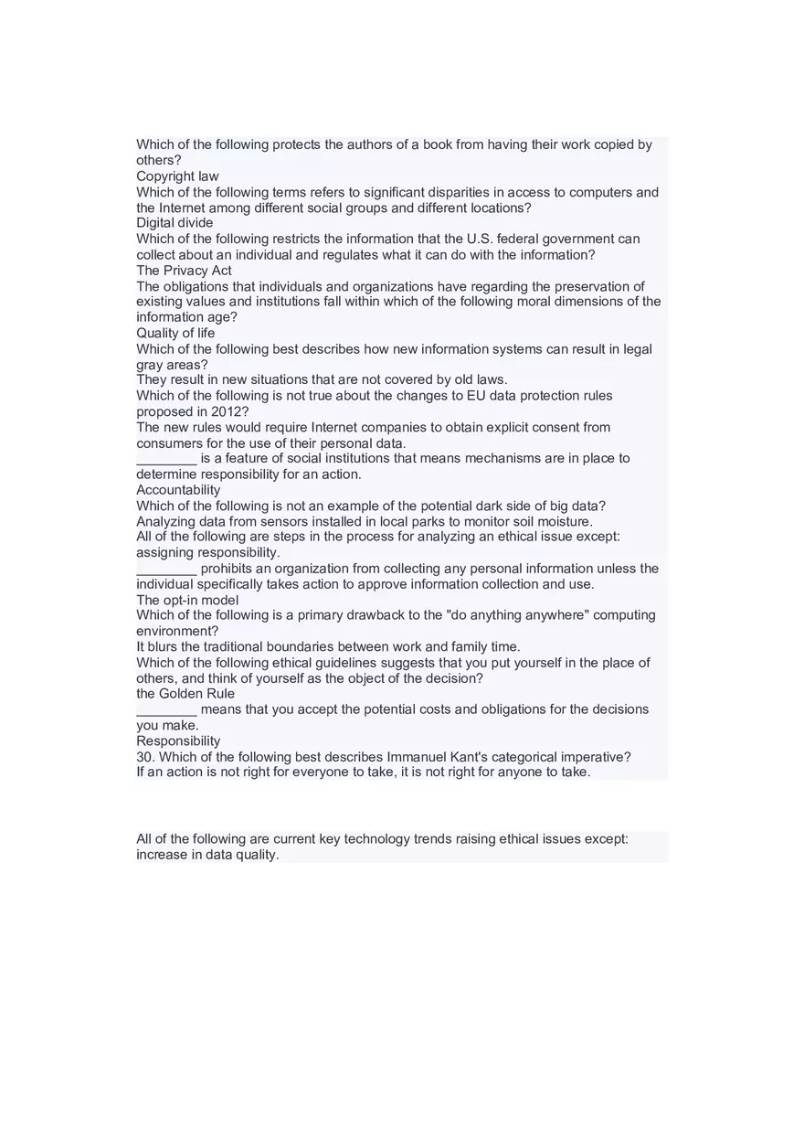 Introduction to Information Systems and Data Analytics Answers Part 1 - Page 2