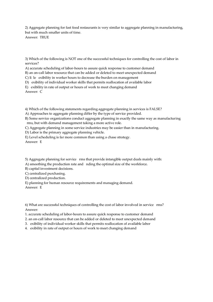 Aggregate Planning and S&OP Answer Key Part 4 - Page 8