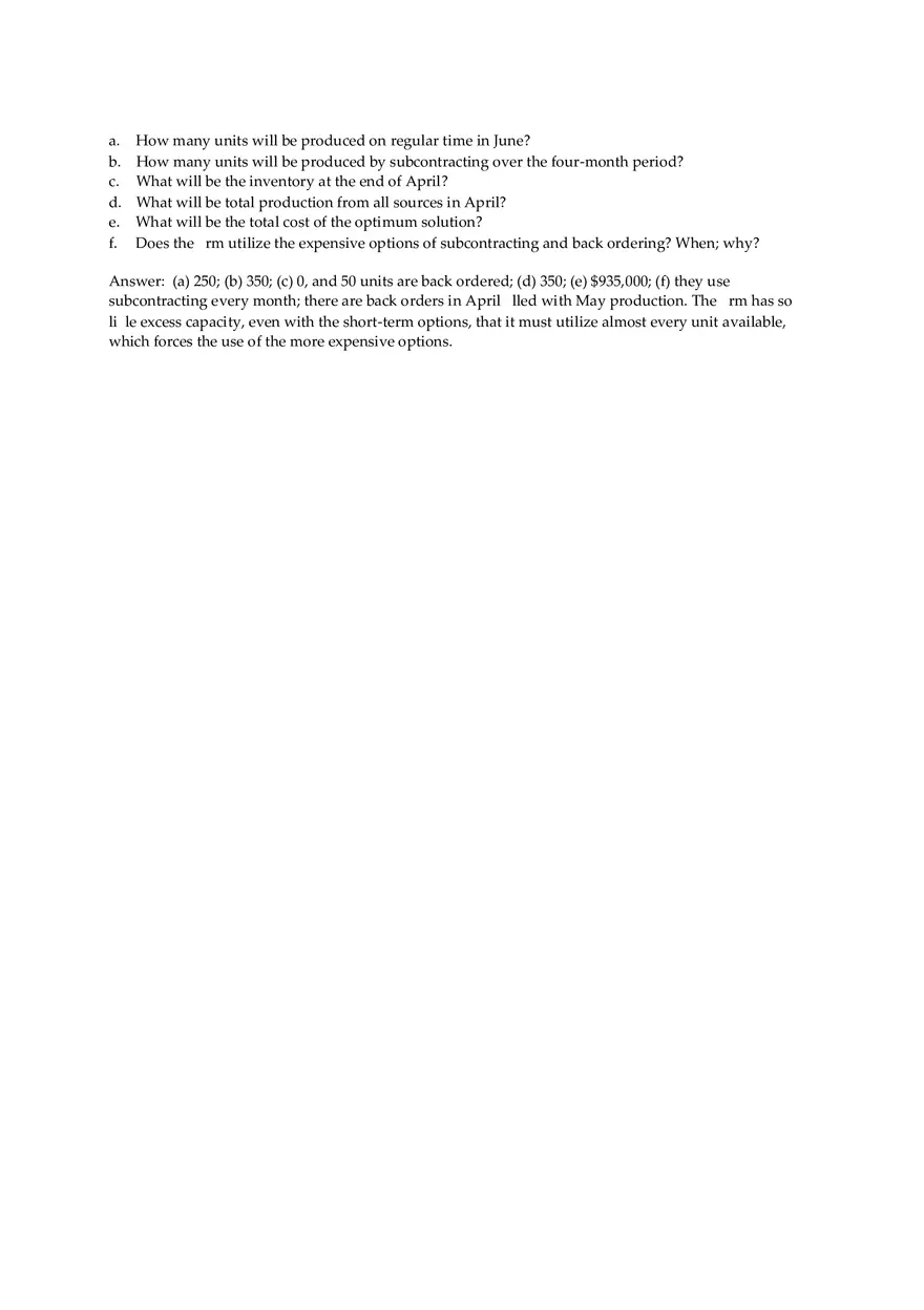 Aggregate Planning and S&OP Answer Key Part 4 - Page 2