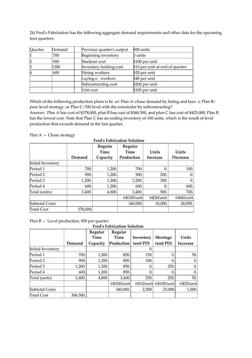 Aggregate Planning and S&OP Answer Key Part 4 - Page 4