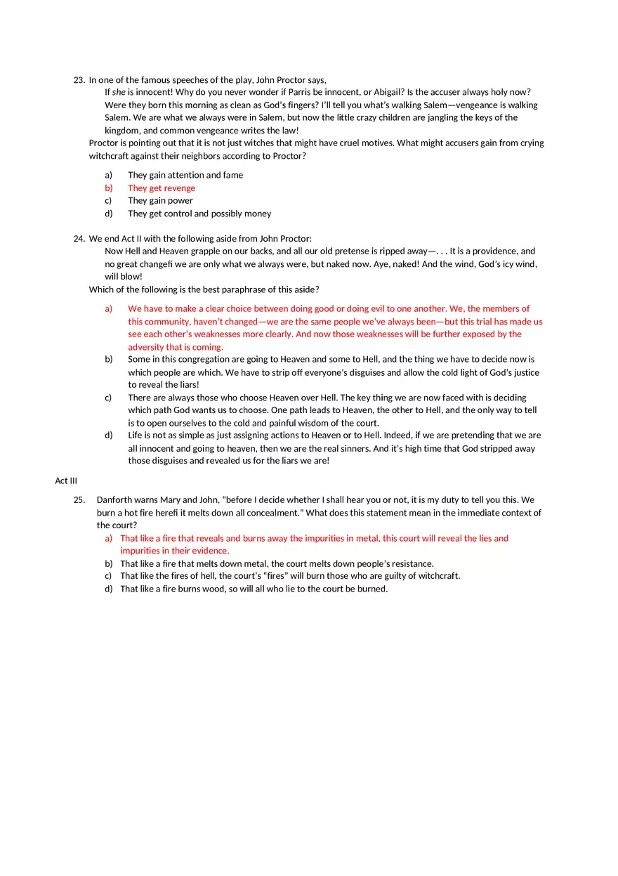 Answer Key The Crucible Test - Page 7