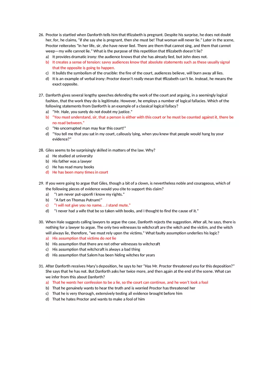 Answer Key The Crucible Test - Page 8