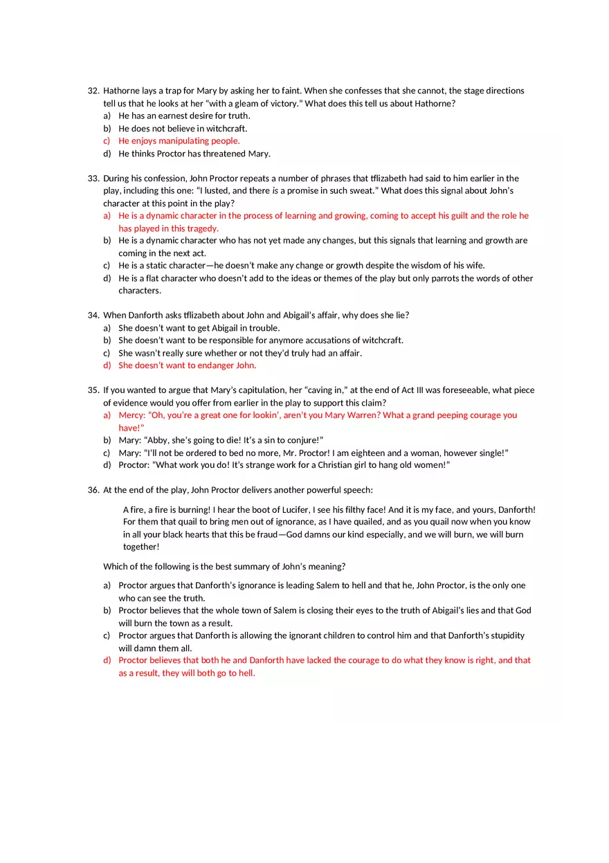 Answer Key The Crucible Test - Page 9