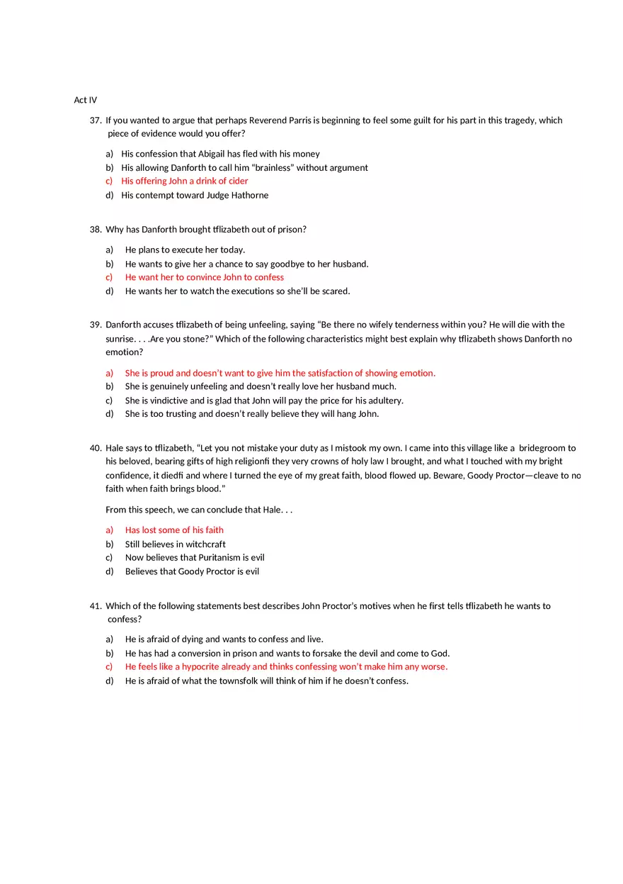 Answer Key The Crucible Test - Page 10
