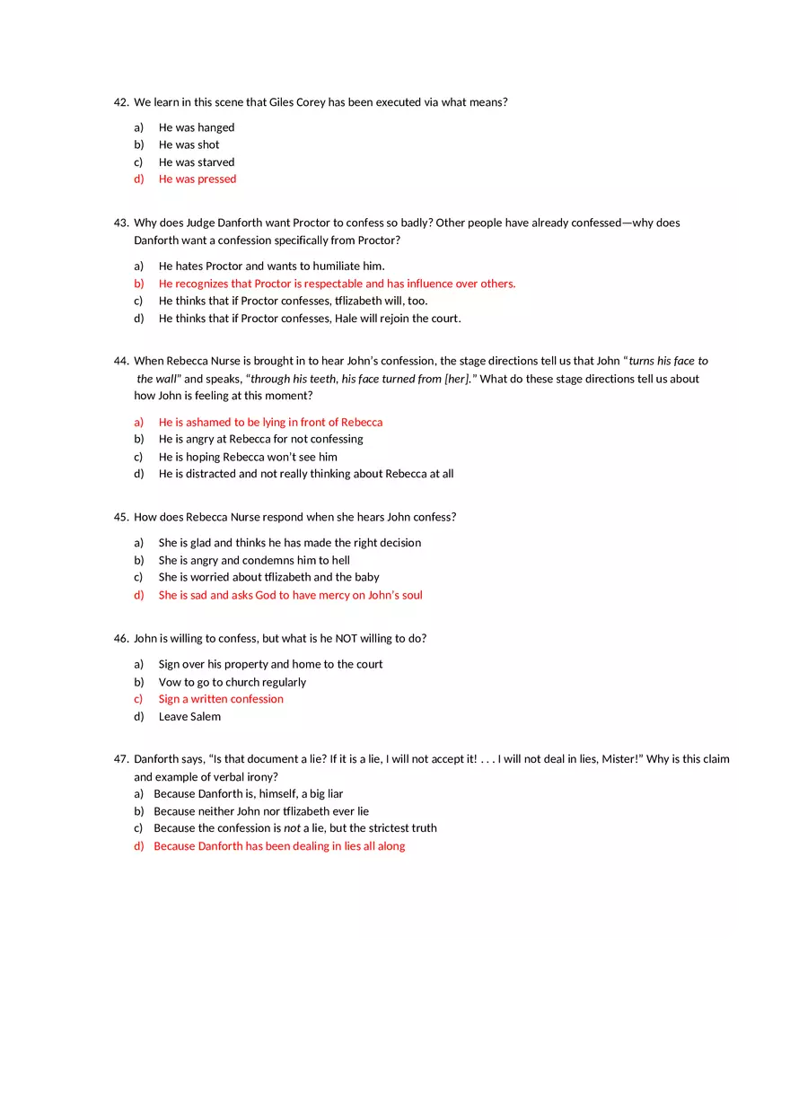 Answer Key The Crucible Test - Page 11
