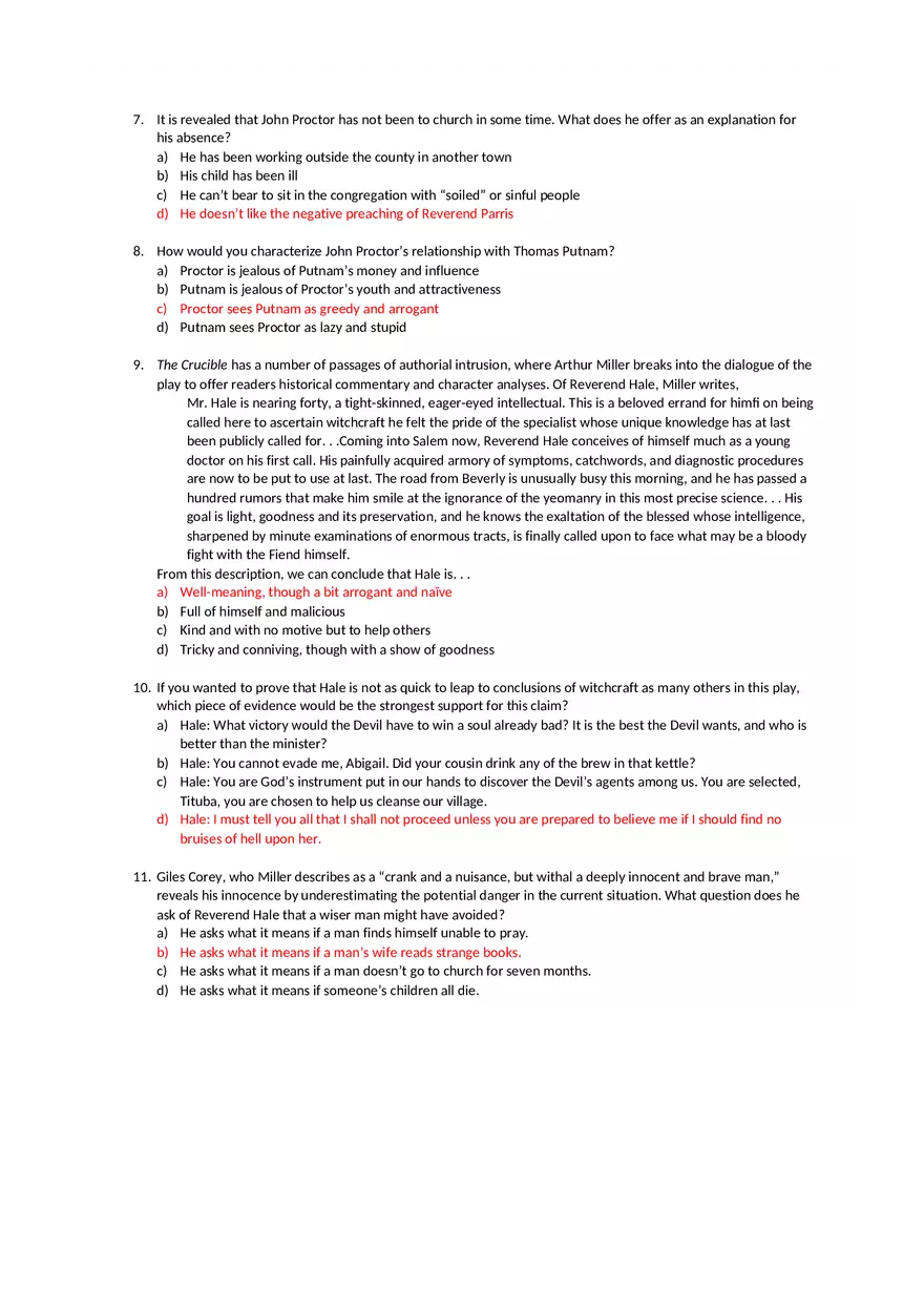 Answer Key The Crucible Test - Page 4