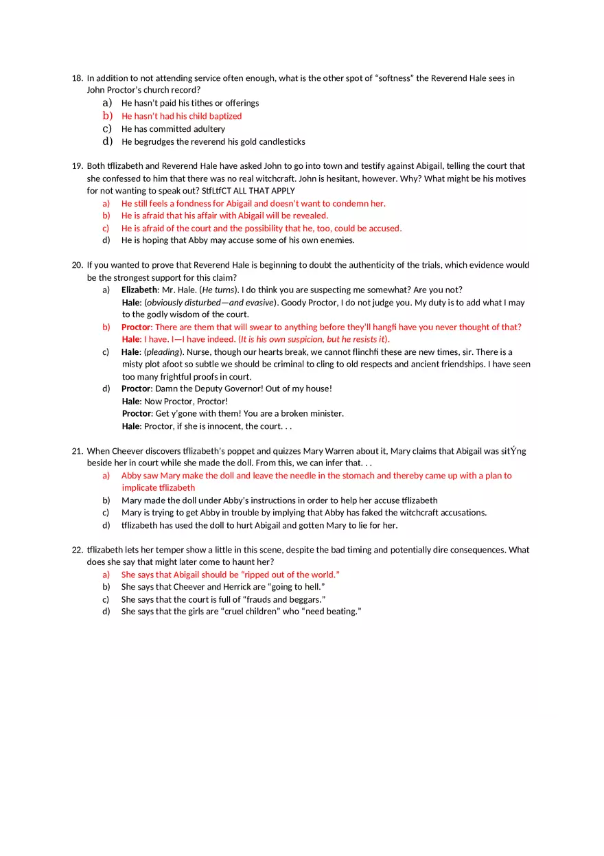 Answer Key The Crucible Test - Page 6