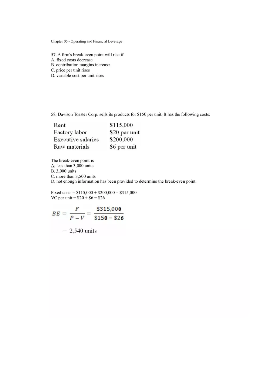 Operating and Financial Leverage Assignment Part 4 - Page 9
