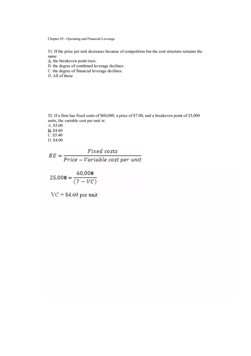 Operating and Financial Leverage Assignment Part 4 - Page 5
