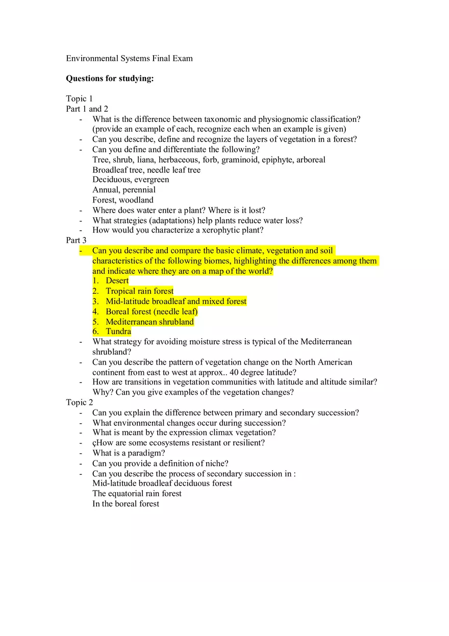 Taxonomic and Physiognomic Classification - Page 1