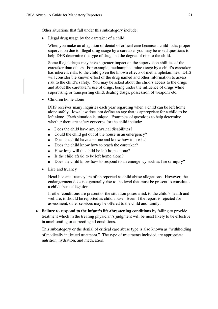 Child Abuse - A Guide for Mandatory Reporters Part 3 - Page 1