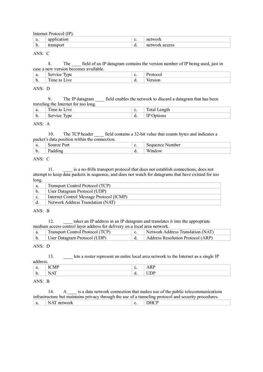 Introduction to Computer Networks Answer Key Part 5 - Page 3