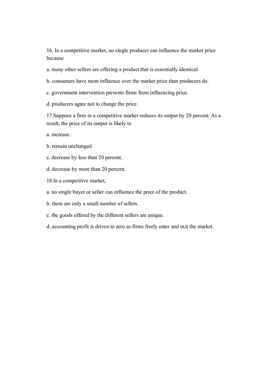 Competitive Markets and Firm Behavior - Key Concepts in Microeconomics - Page 8