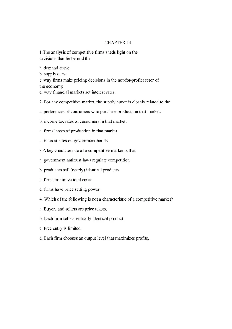 Competitive Markets and Firm Behavior - Key Concepts in Microeconomics - Page 1