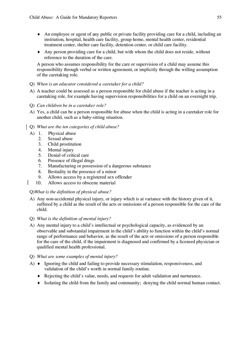 Child Abuse - A Guide for Mandatory Reporters Part 6 - Page 7