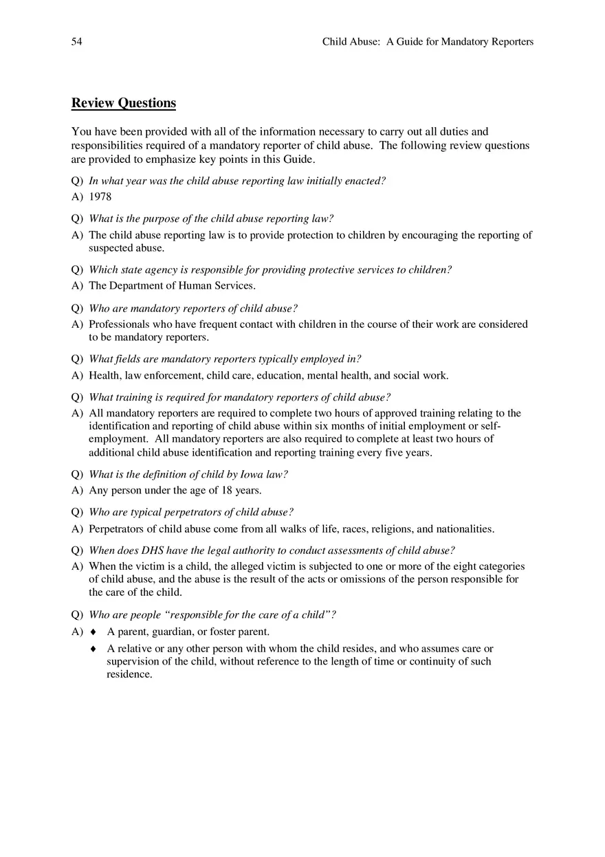 Child Abuse - A Guide for Mandatory Reporters Part 6 - Page 6