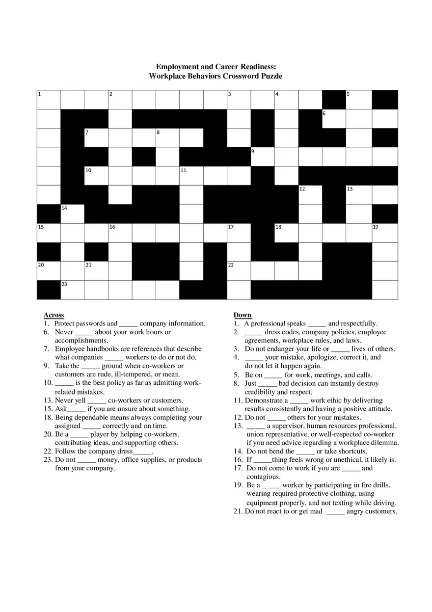 Workplace Behaviors Worksheet - Page 4