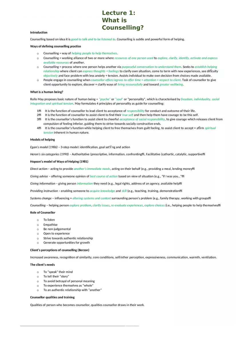 Counselling Lectures - Page 1