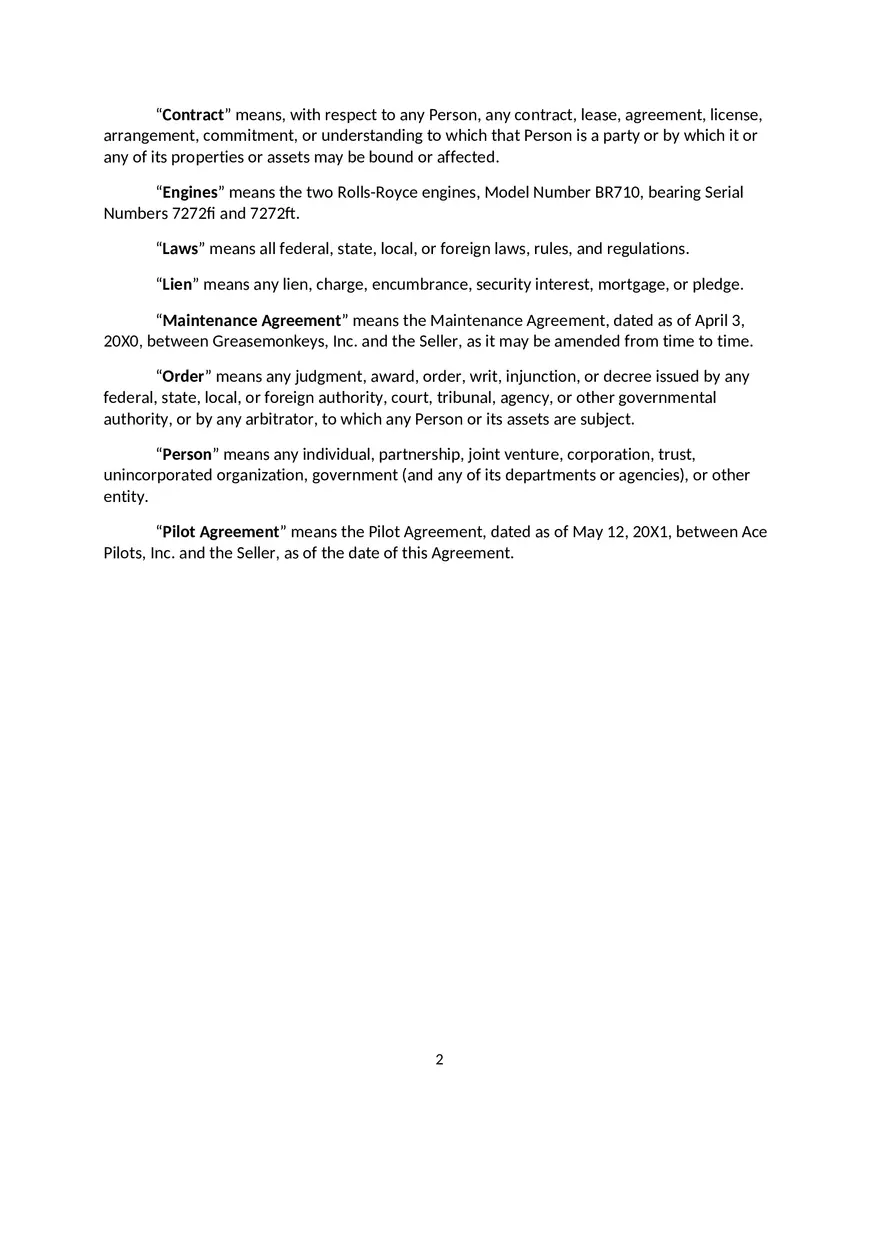 Aircraft Purchase Agreement - Page 2