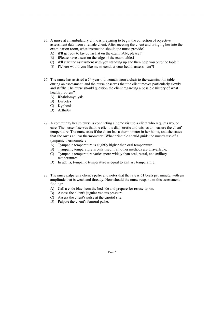 Health Assessment 29 Questions and Answers - Page 7