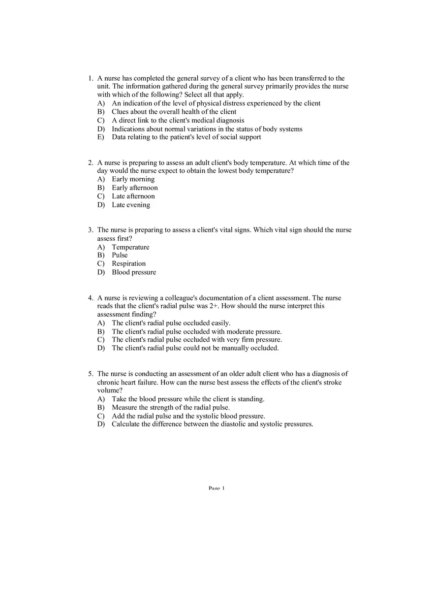 Health Assessment 29 Questions and Answers - Page 2
