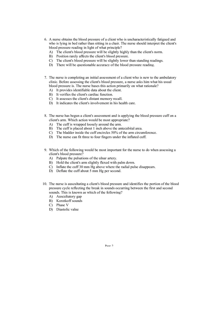 Health Assessment 29 Questions and Answers - Page 3