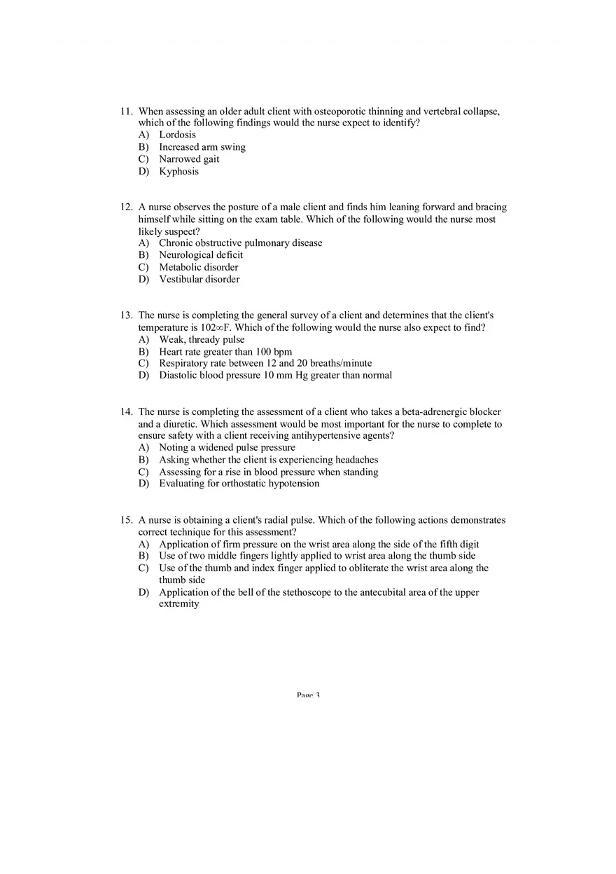 Health Assessment 29 Questions and Answers - Page 4