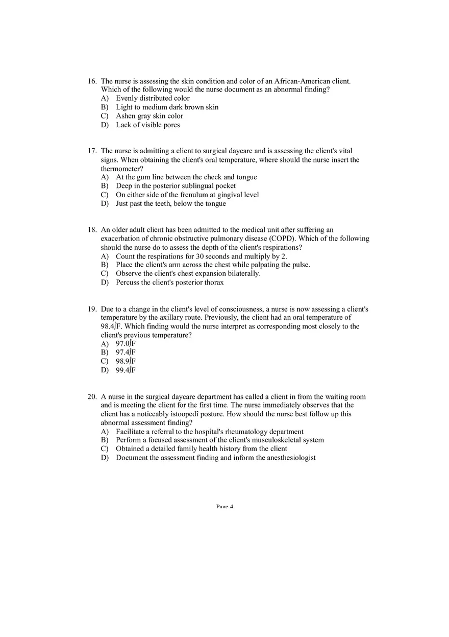 Health Assessment 29 Questions and Answers - Page 5