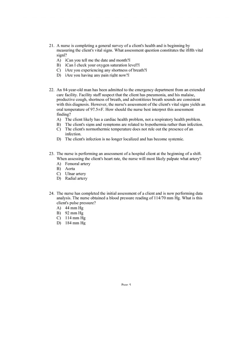 Health Assessment 29 Questions and Answers - Page 6