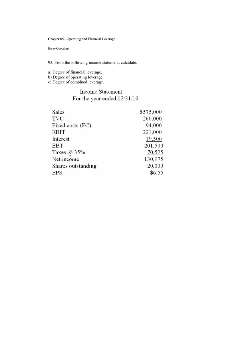 Operating and Financial Leverage Assignment Part 2 - Page 9