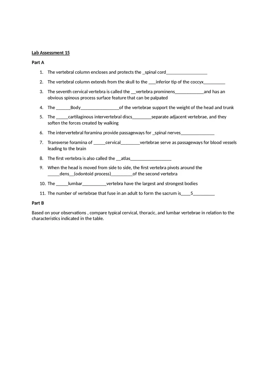 Skeletal System Laboratory Report - Page 1