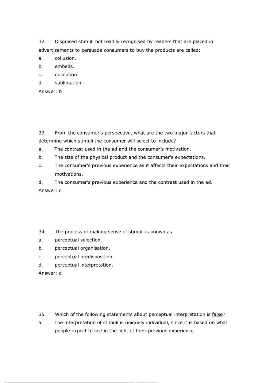 Consumer Perception Chapter 5 Answer Key 2 - Page 1