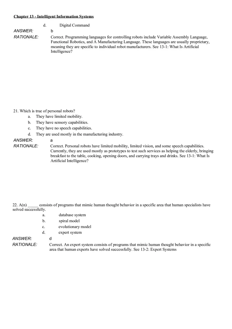 Intelligent Information Systems Answer Key 1 - Page 10