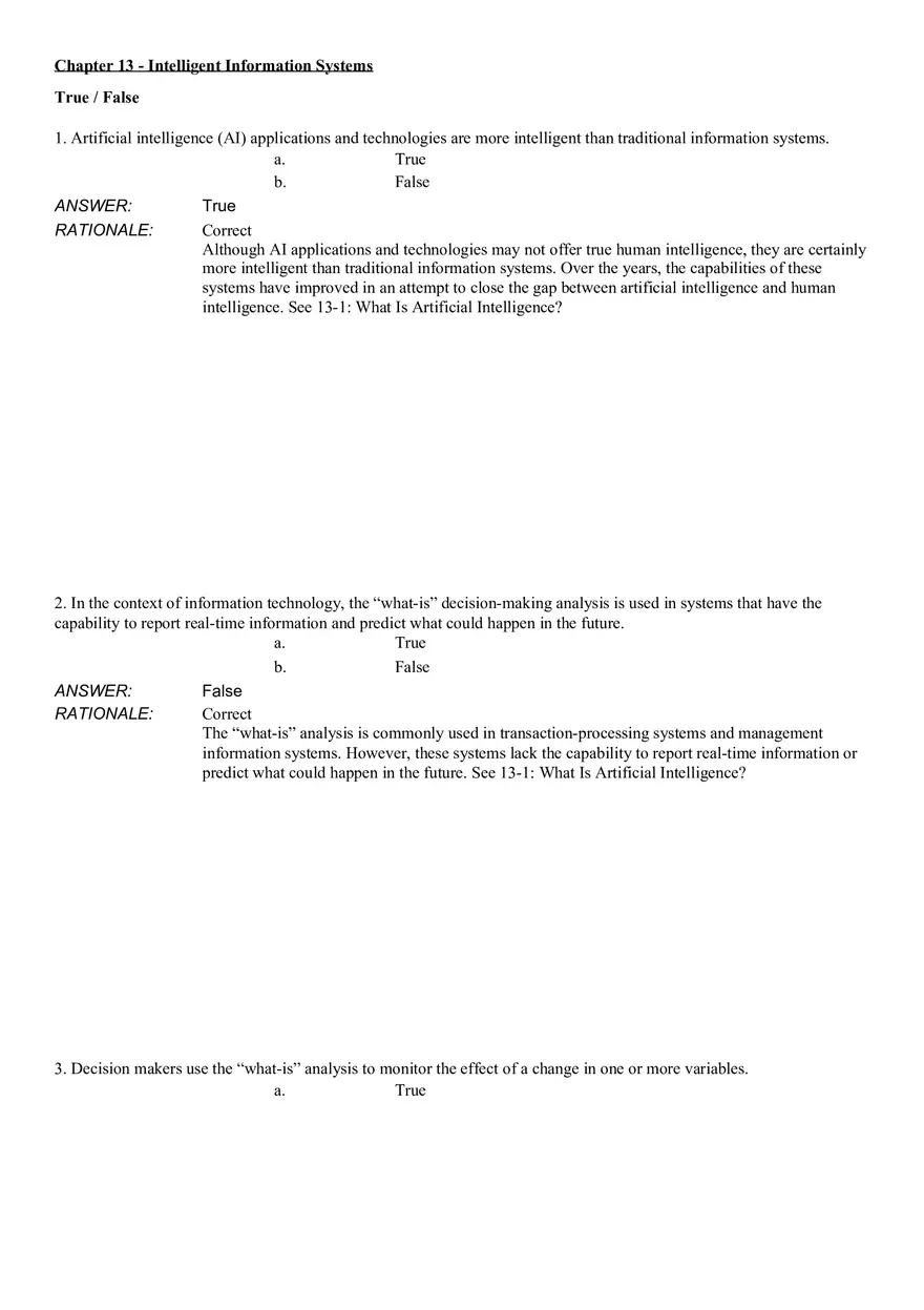 Intelligent Information Systems Answer Key 1 - Page 1