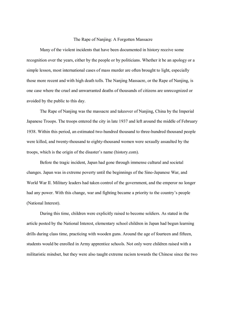 The Nanjing Massacre Paper - Page 1