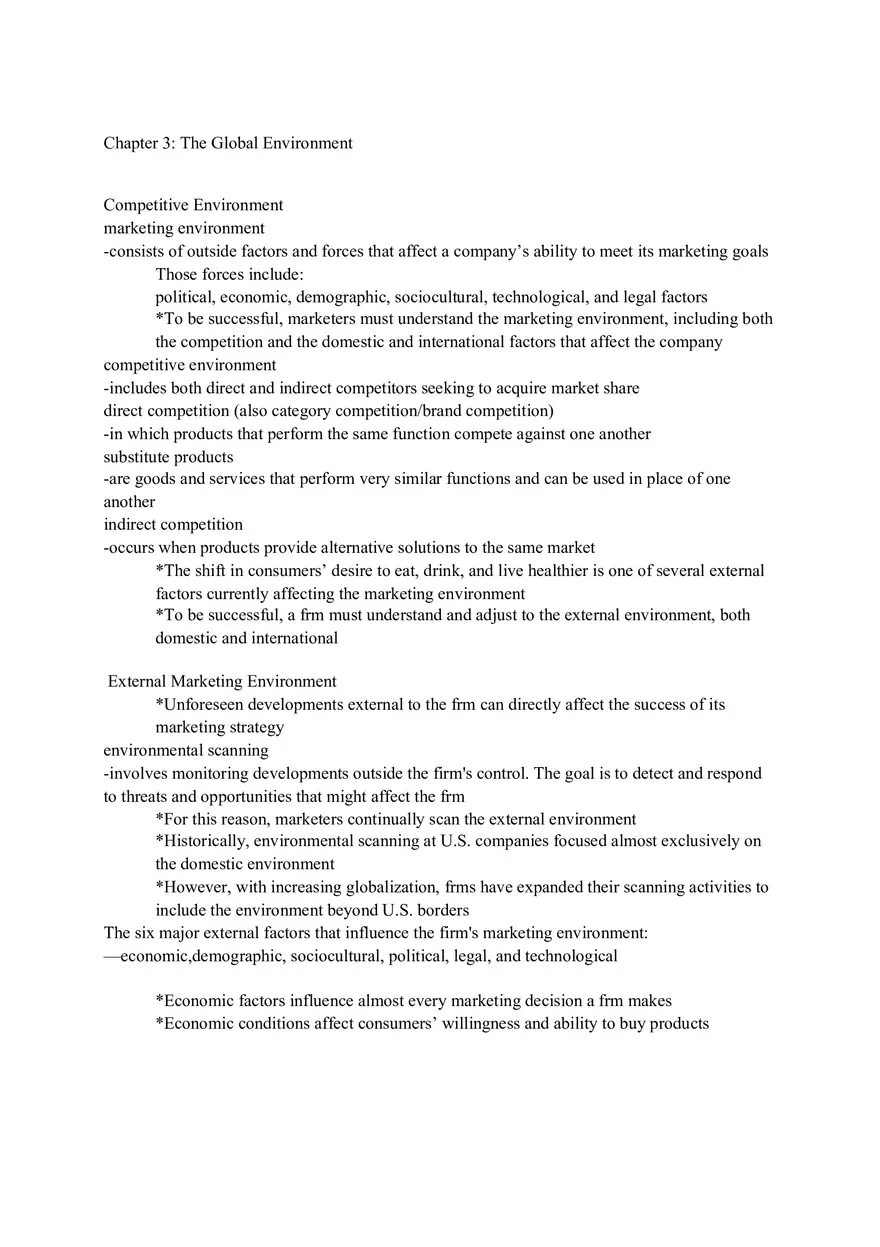 Principles of Marketing Chapter 3 Notes - Page 1